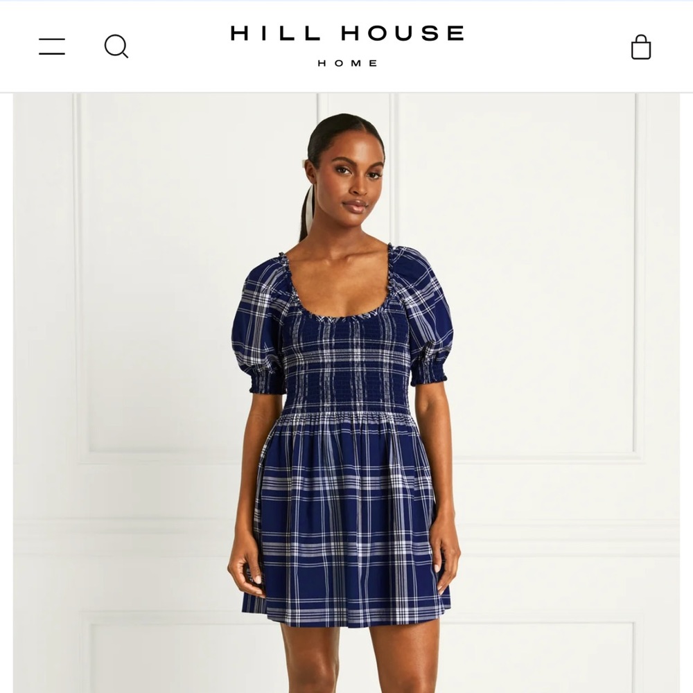 Hill House dress “Naia Nap Dress” blue and white plaid size M worn once